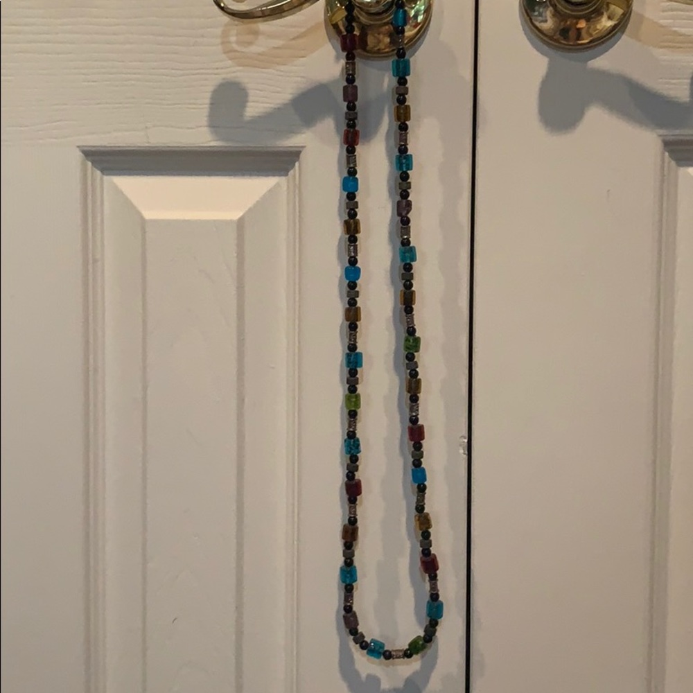 Glass and onyx hand beaded from Israel necklace